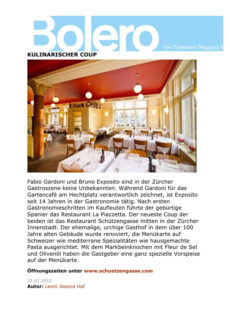 Erste Seite: Kulinarischer Coup